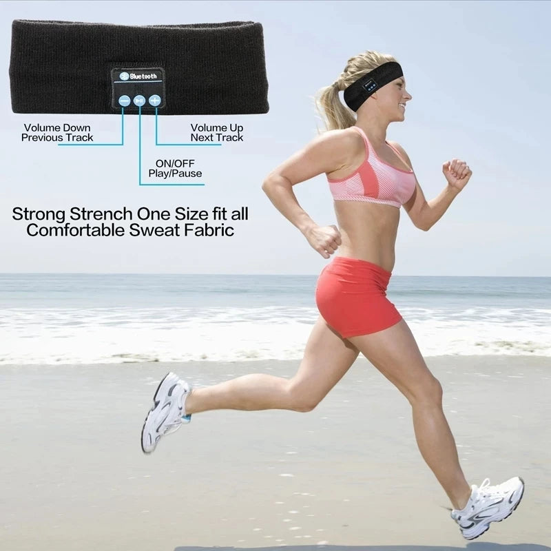 Wireless Bluetooth Headband Earphones for Sports and Sleep with Built-in Microphone