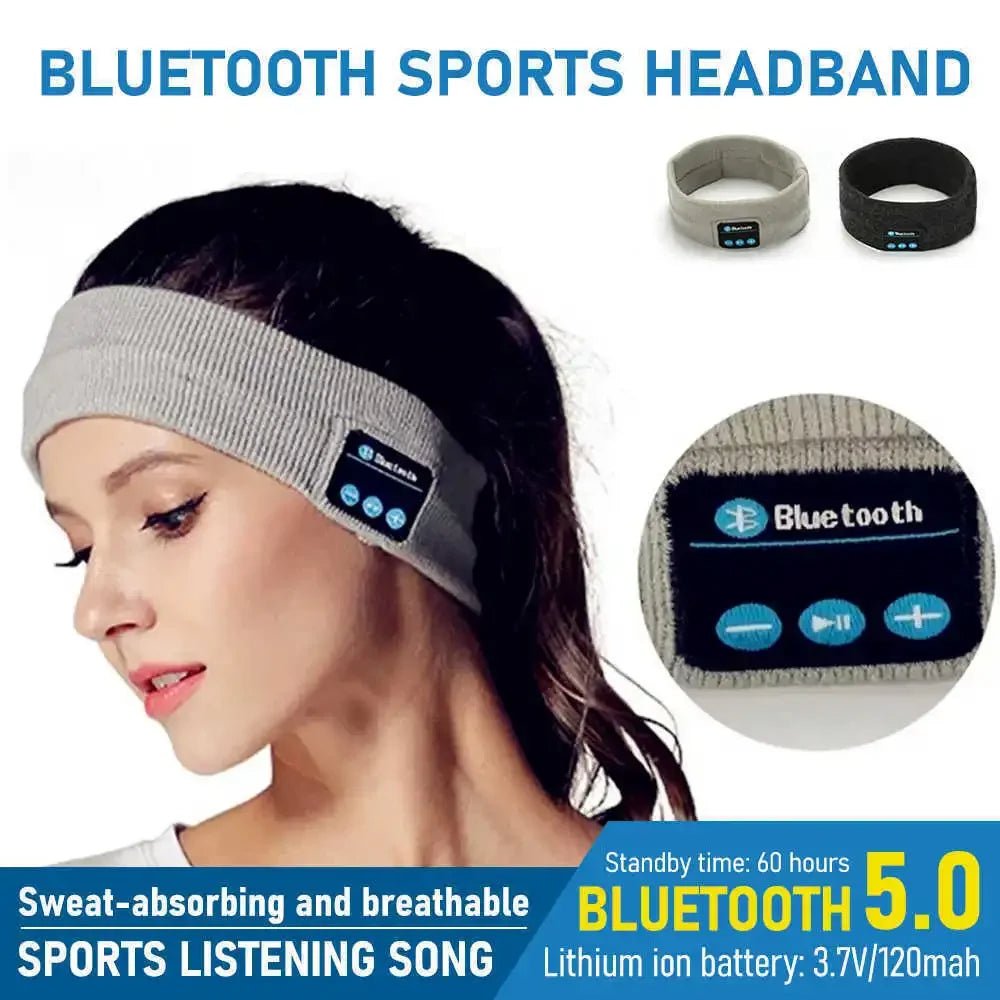 Wireless Bluetooth Headband Earphones for Sports and Sleep with Built-in Microphone