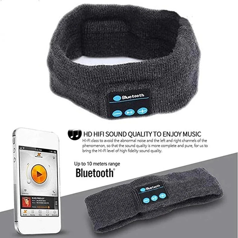 Wireless Bluetooth Headband Earphones for Sports and Sleep with Built-in Microphone