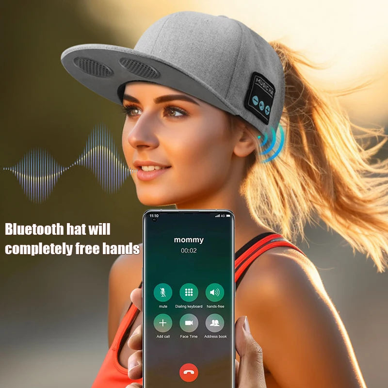 Bluetooth Sports Cap with Dual Speakers and Microphone - Wireless Music Earphones for Running